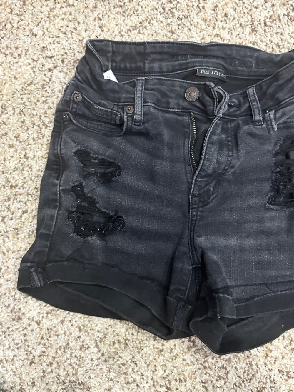American Eagle size 0 black jean shorts